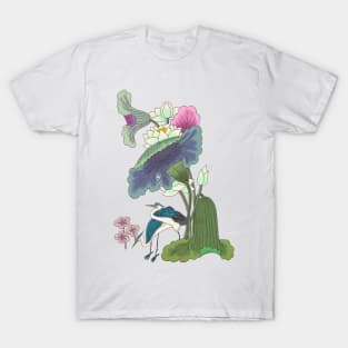 Minhwa: Lotus and Night Herons B Type (Korean traditional/folk art) T-Shirt